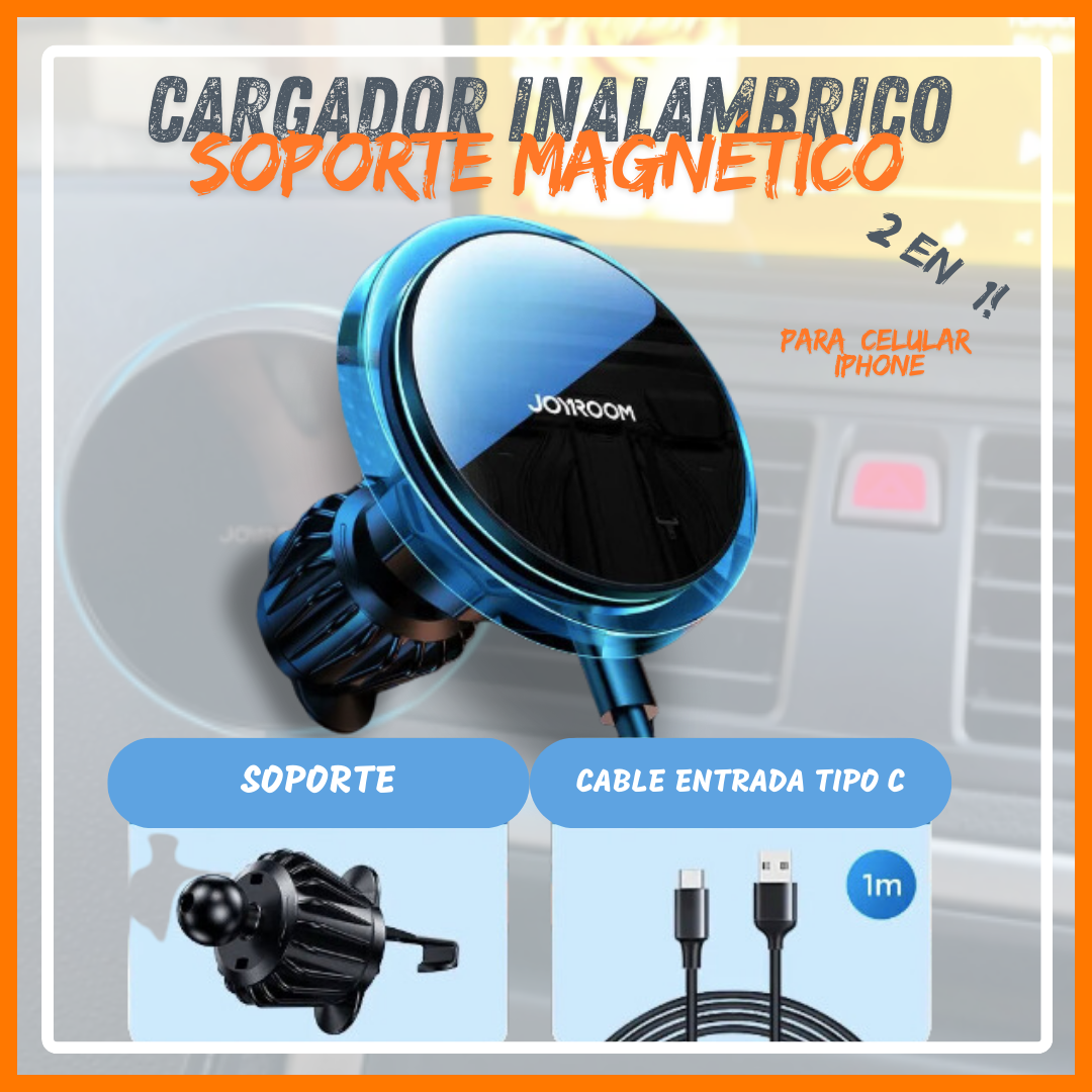 Cargador  rápido  e  inalámbrico con  soporte magnético para celular  Iphone™